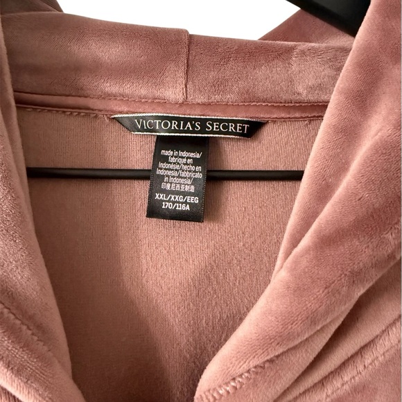 Victoria's Secret Dusty Pink Velvet Jacket full zip Rhinestone track jacket - Picture 7 of 8